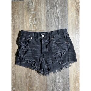 Aeropostale Boyfriend Shorts Womens 4 Black Excellent Distressed Cut Off Denim